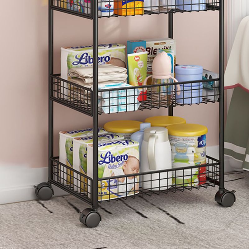 Metal Standard Bookcase with Wheels Children's Storage Bookshelf