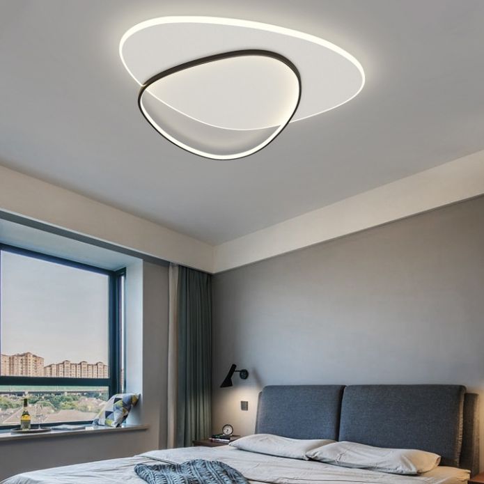 Plafonnier LED en aluminium dans un style créatif moderne, Noir et blanc acrylique oblong encastré