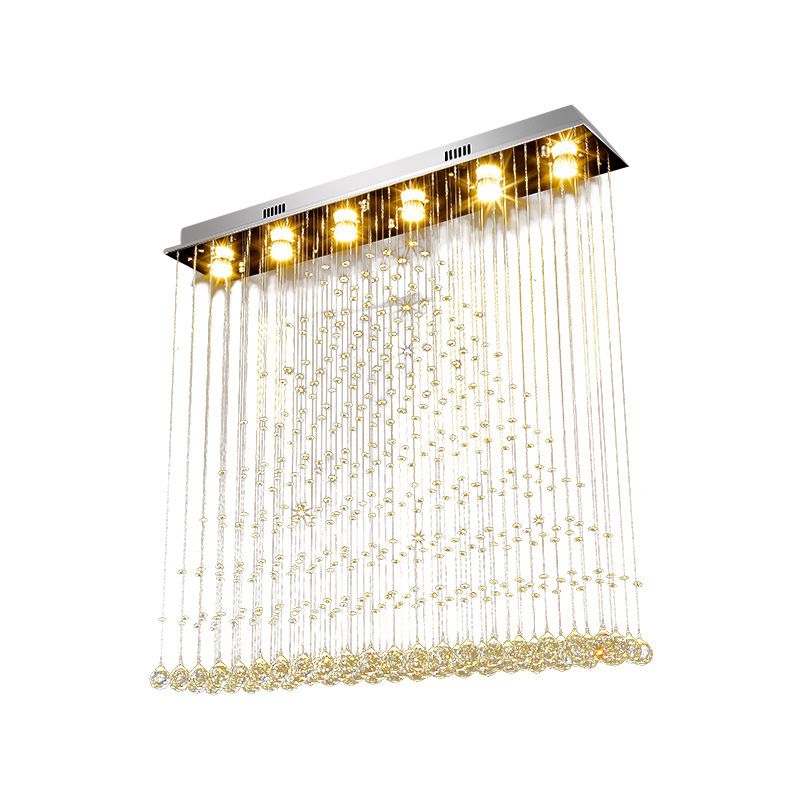 Crystal Ball Cascade Flush Ceiling Light Contemporary 6 Lights Flush Mount Lighting in Nickel