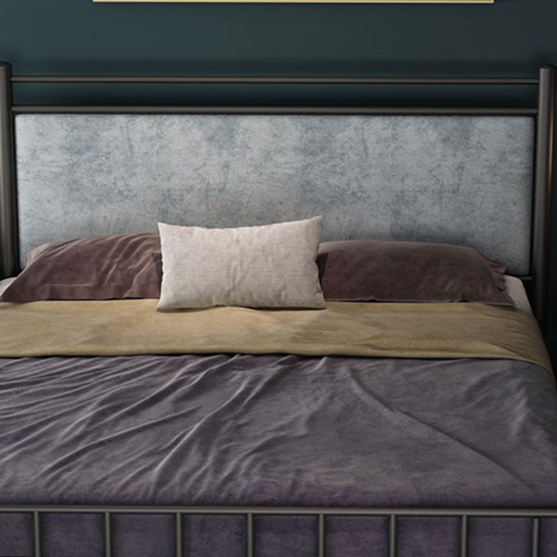 Glam Upholstered Headboard Bed with Metal Legs Open-Frame Bed