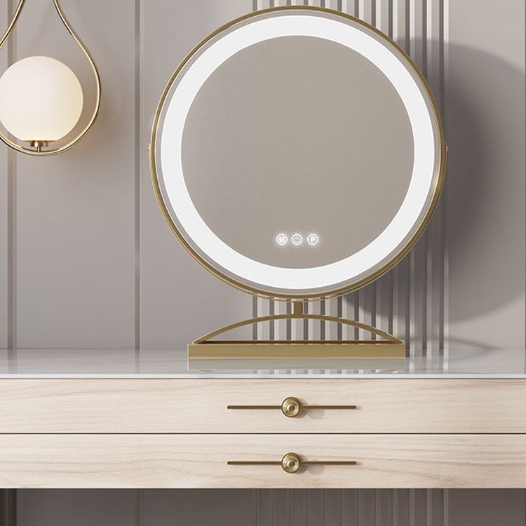 Slate Top Makeup Vanity Set with Drawer, Glam Wooden Dressing Table