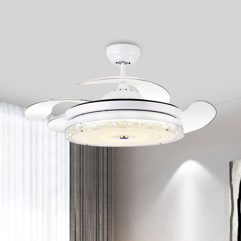 4-Blade-Kreis Deckenventilator Leuchten Leuchten Minimalismus Schnitt Kristall 19-Zoll