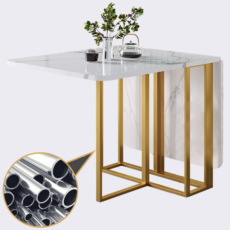 Modern Foldable White Table for Restaurant Rectangle Table with Trestle Base