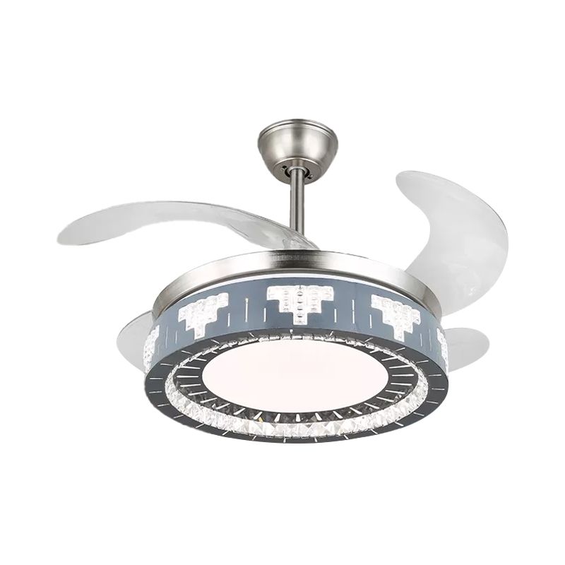 Crystal Crystal Crystal Round Pendant Light Modernity Modernity LED Silver Semi Mount Éclairage, 19 "de large