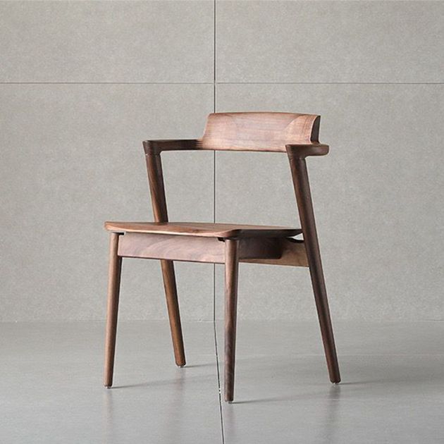 Inicio Silla de comedor de madera de estilo escandinavo Silla auxiliar de comedor con respaldo abierto y brazo