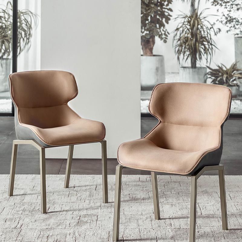 Modern Style Parsons Side Chair Indoor Dining Chair with Metal Base