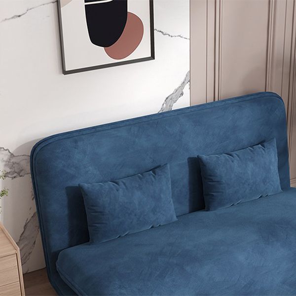 Velvet Sleeper Sofa 25.59" Wide Blue Foldable Armless Sofa Bed