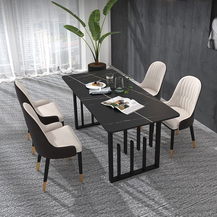 Traditional Luxury Dining Table Metal Double Pedestal Rectangle Counter Dining Table
