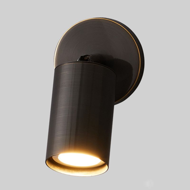Cylinder Wall Sconce Solid Brass Wall Lighting Fixture in Black Finish