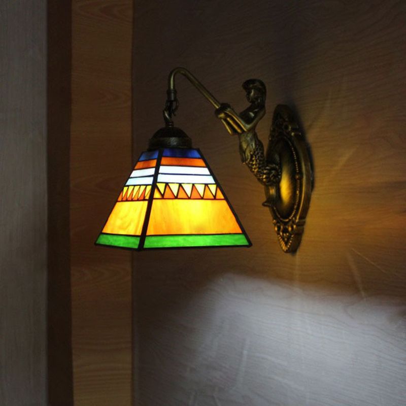 Retro Tiffany Style Armed Vanity Wall Lights Glass Vanity Lamp