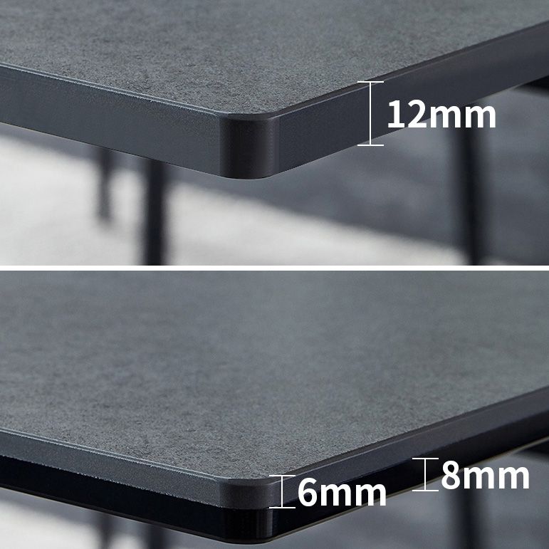 Mesa de comedor estándar negra industrial, mesa de comedor rectangular de piedra sinterizada para cocina
