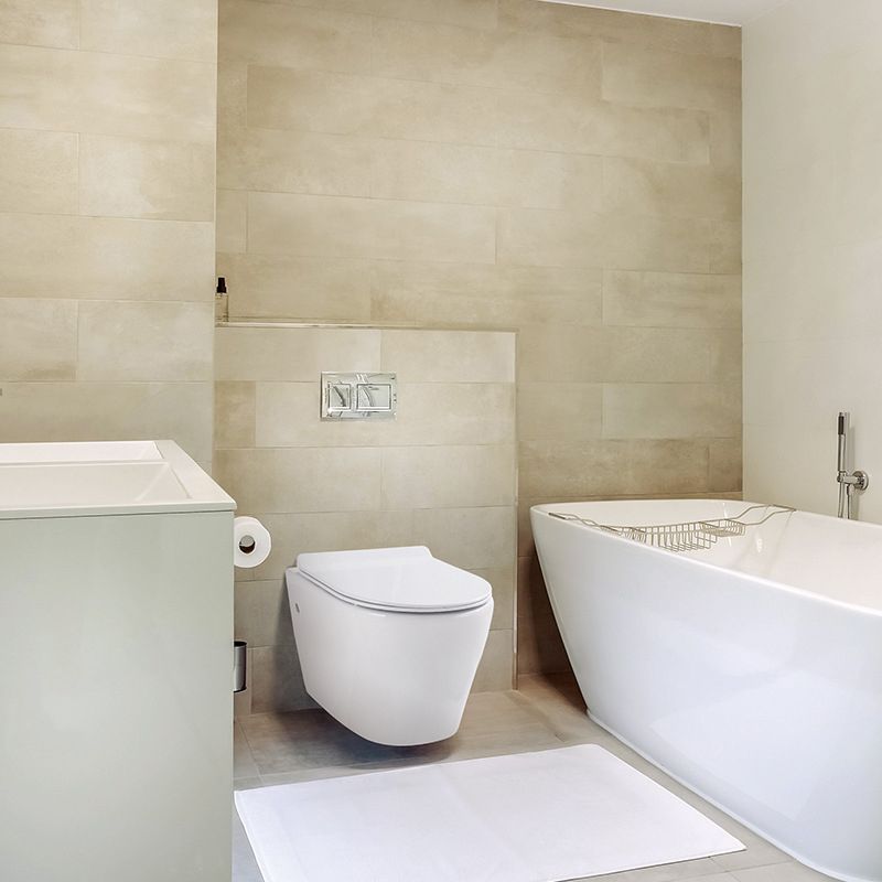 Modern Wall Mount Toilet All-In-One Porcelain Single Flush Toilet Bowl