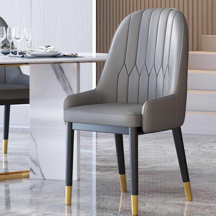 Chaises de salle à manger en métal de Style nordique, chaise Parsons rembourrée avec bras