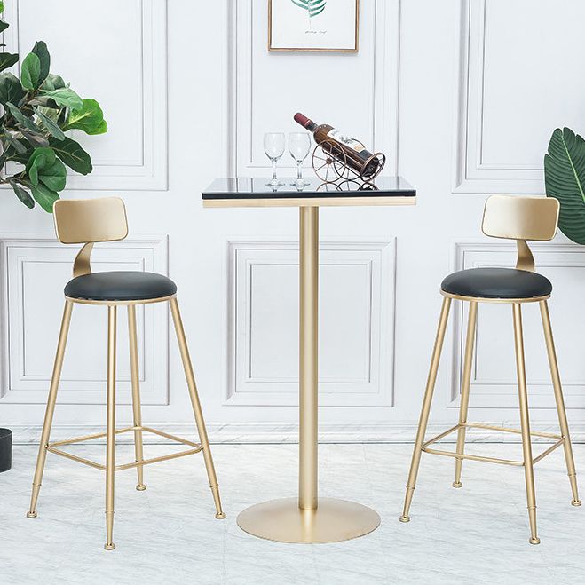 Solid Wood Bar Table Gold and Metal Base Bar Table for Kitchen Living Room Coffee Room