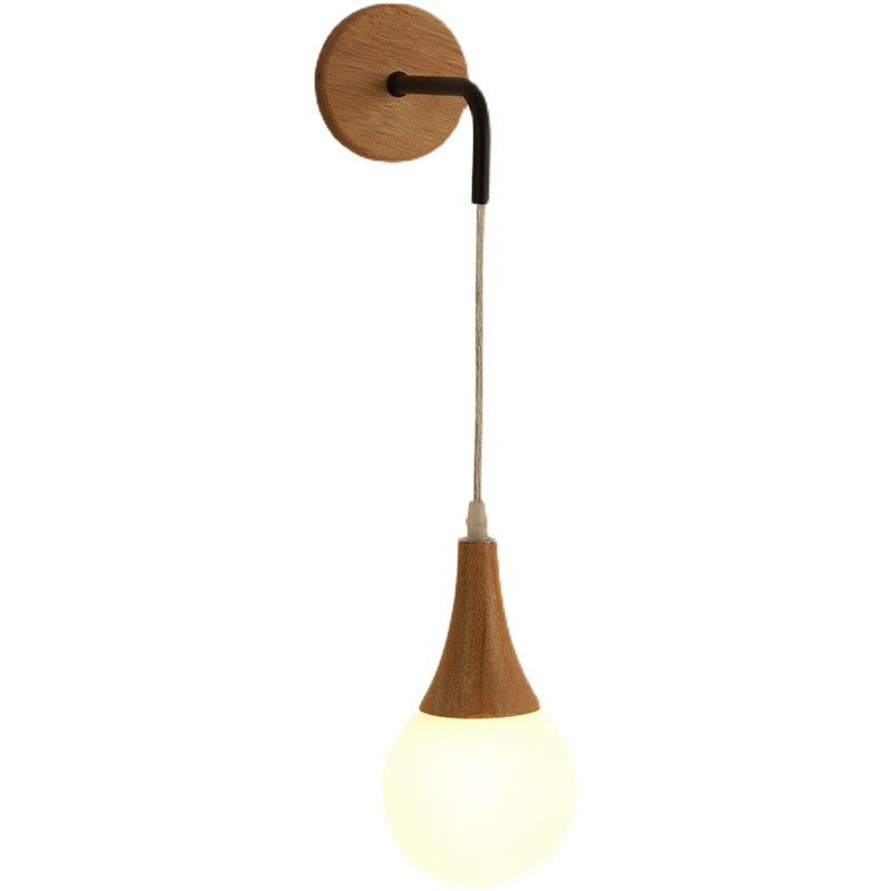 Modern Creative 1-Light Wall Lamp Wooden Geometric Wall Light for Bedroom