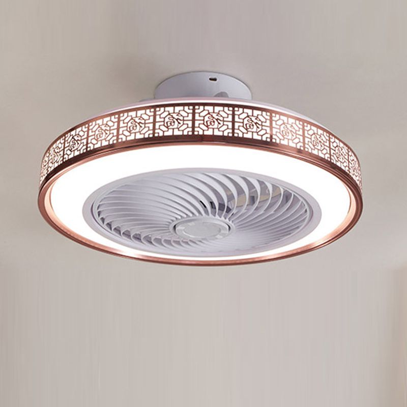 Drum Metallic LED Affermazione del ventilatore a soffitto Funzione semi -filo moderna Light per sala da pranzo