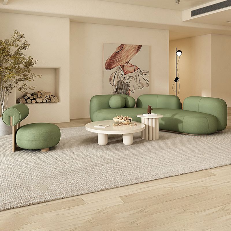 Wool Contemporary Curved Sofa Recessed Arm Sofa for Living Room, Apartment