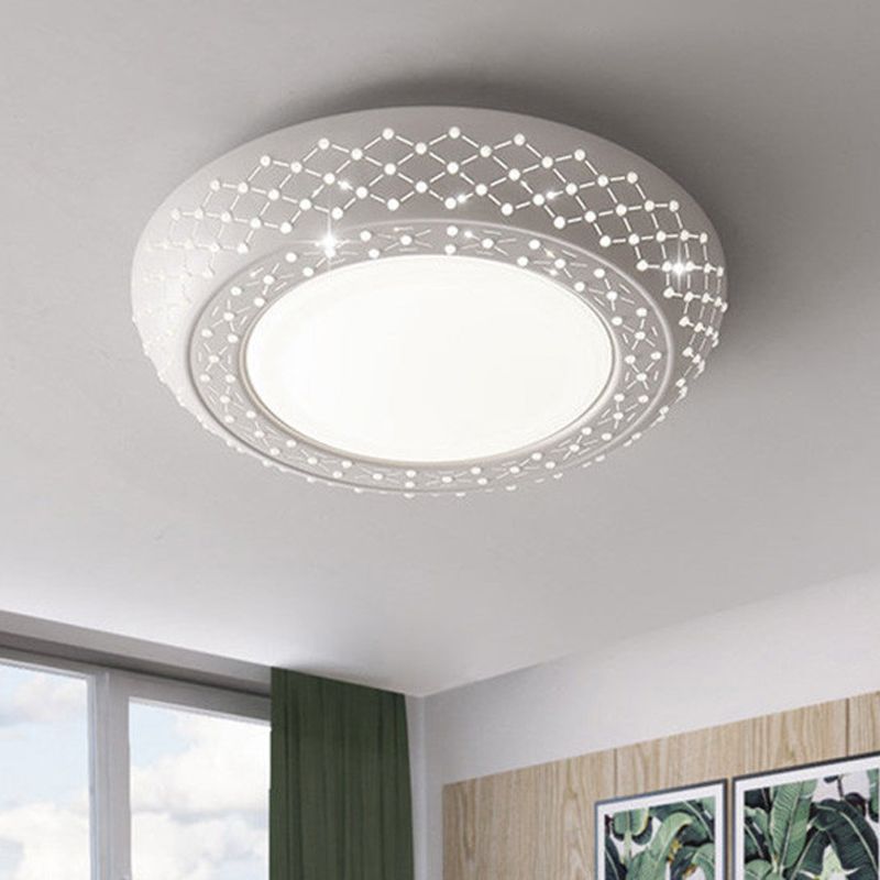 23 "/42" /35 " Wide Drum Shade Flush Mount Modern Acryl Wit Plafond Verlichting met Crystal Accent voor slaapkamer woonkamer