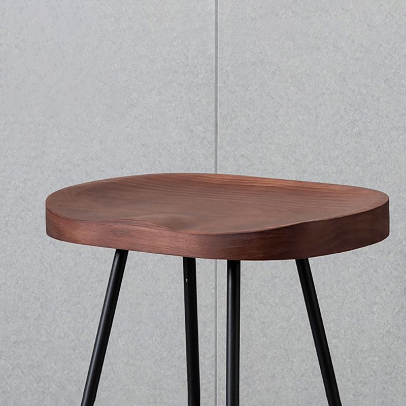 Modern Style Iron Bar Stool with Footrest Dining Room Solid Wood Bar Stool 30 Inches
