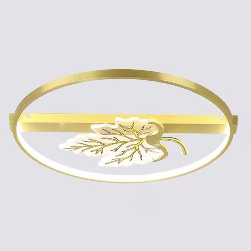 Geometry Shape Flush Mount Lamps Modern Metal 2-Light Flush Mount Fixture in Gold