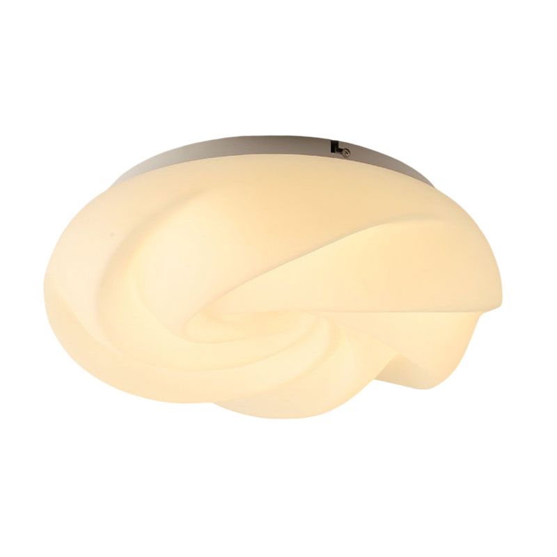 Metal Geometric Shape Flush Light Modern Style 1 Light Flush Mount Ceiling Lights in White