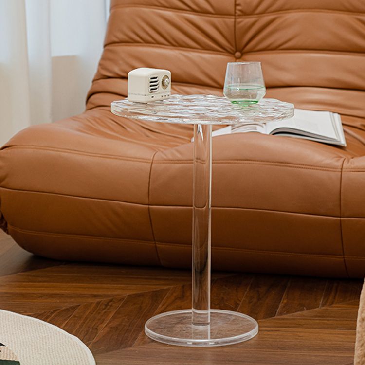 Pedestal 20" Tall End Table Round Clear Acrylic Sofa Side Accent Table