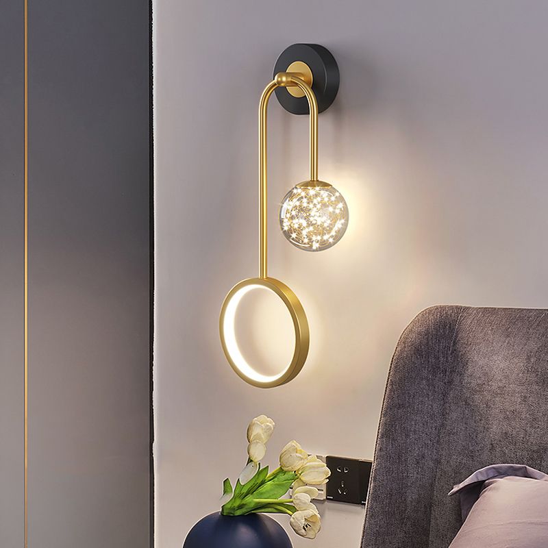 Metal Arc Shape Wall Light Nordic 2 Lights LED Wall Sconce for Living Room