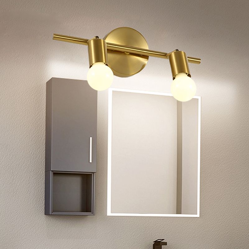 Metal Brass Wall Sconce Linear LED 2/3/4-Bulb Traditional Vanity Wall Light for Bathroom