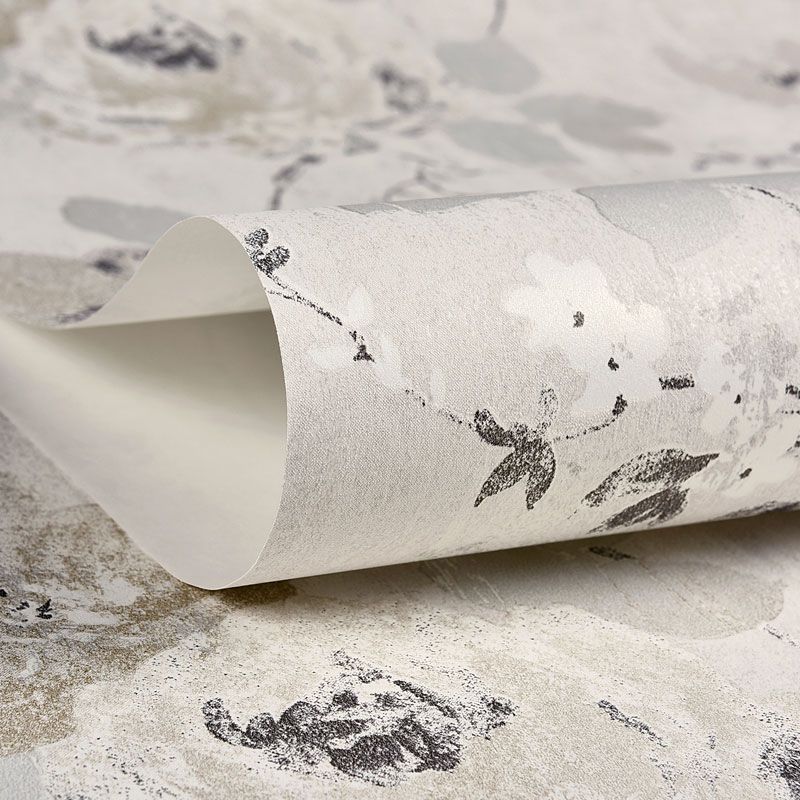 Home Decoration Wallpaper Simple Pastel Color Blossoming Rose Wall Covering, Non-Pasted