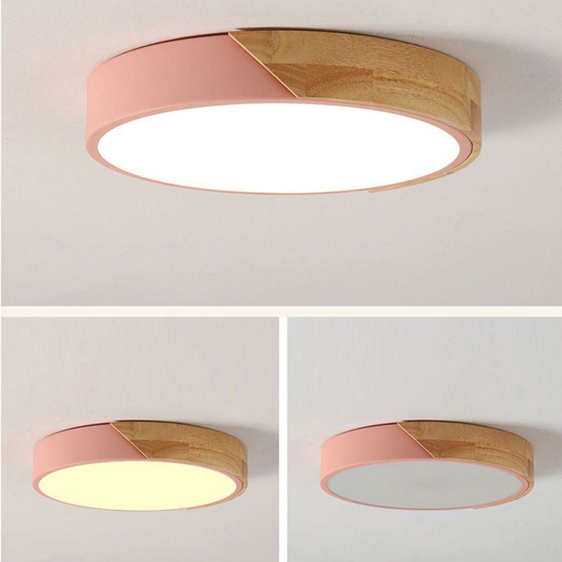 Plafonnier LED de style Macron avec cadre en métal et bois, plafonnier pour chambre d'enfant