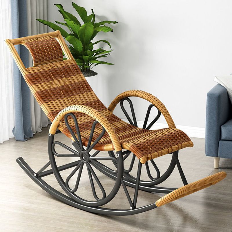 Modern Rattan Rocking Chair Woven Rope Rocker Chair for Drawing Room