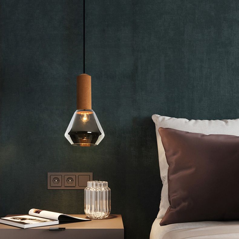 Verre Postmodern Pendant Light 1-Light Copper suspendu plafonnier pour chambre à coucher