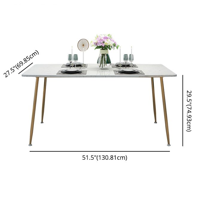 Scandinavian Faux Marble Top Dining Room Set with Rectangle Table and 4 Legs Base Dining Set