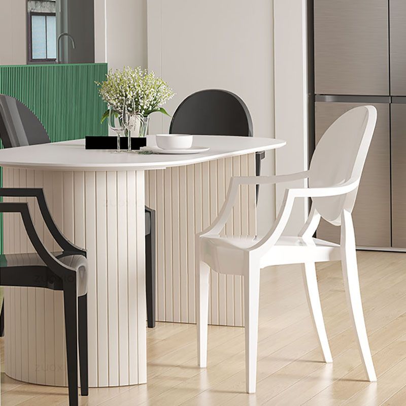 Sillón de comedor de plástico de estilo nórdico, silla lateral de comedor con respaldo abierto para uso doméstico