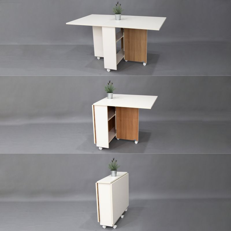 Mesa de madera de madera plegable artificial Mesa rectángulo extensible con base de caballete de almacenamiento
