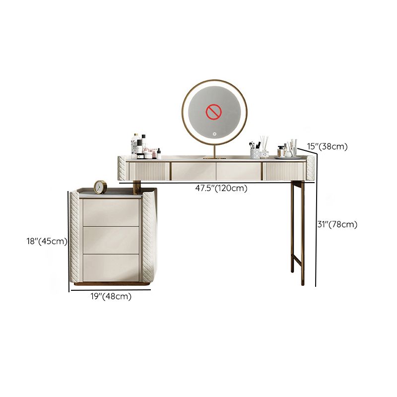 White Stone Makeup 14.96" Wide Counter Vanity Tables with 5 Storage Drawers