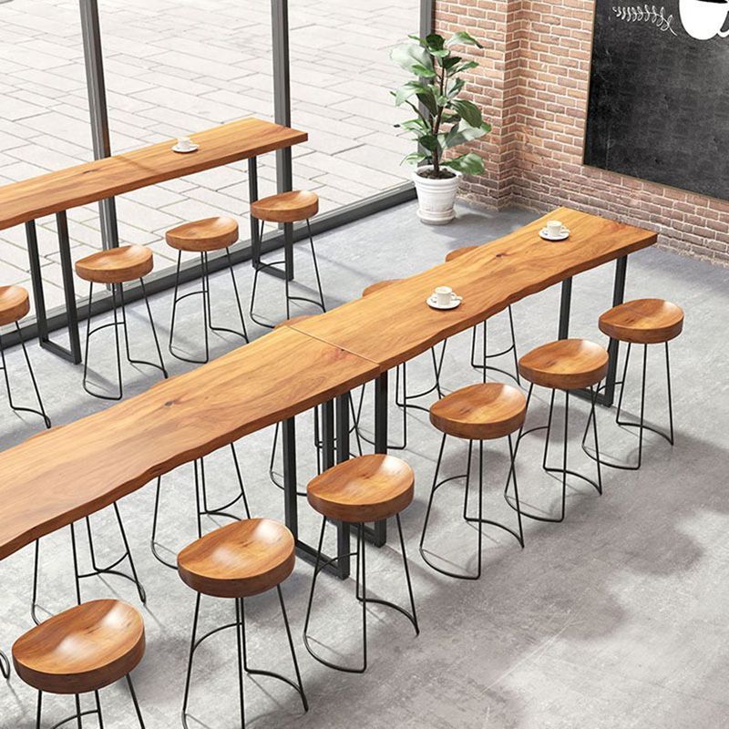 Rectangle Solid Wood Bar Table Sled Base Dining Table for Kitchen Living Room Coffee Room