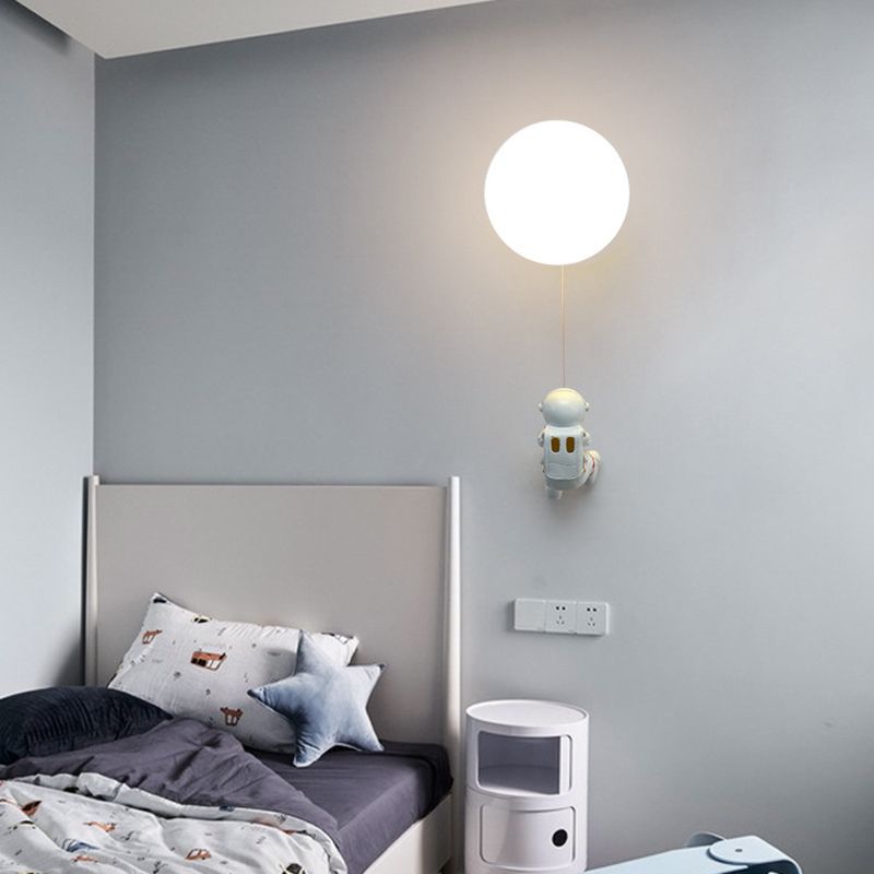 Kids Glass Wall Lamp Astronaut Wall Sconce Lighting for Nursery Room