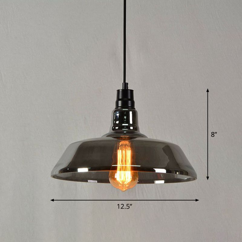 Pot Cover Glass Hanging Lamp Vintage Style Single-Bulb Restaurant Lighting Pendant