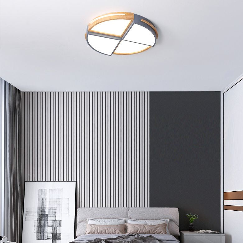 Round Color-Block Flush Ceiling Light Fixture Macaron Acrylic Bedroom LED Flush Mount