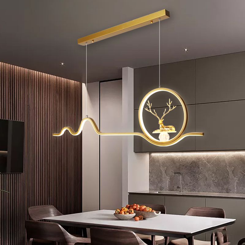 Linear Shape Island Lights Modern Style Metal 2 Light Pendant Lighting
