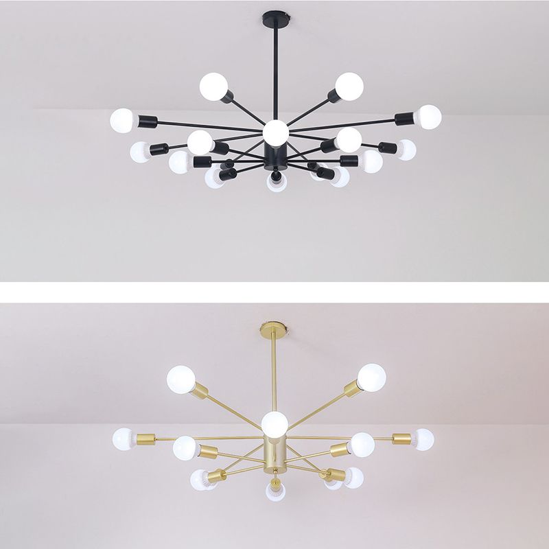 Modern Metal Bare Bulb Chandelier Light Fixtures Cafe Restaurant Hanging Chandelier