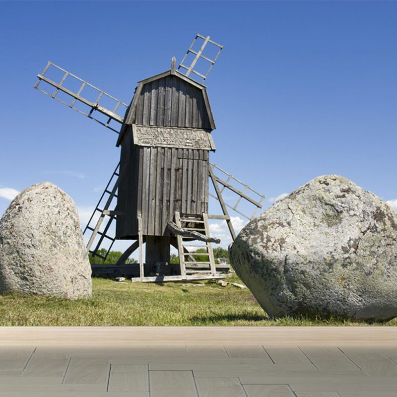 Delectable Windmill Mural Wallpaper for Dining Room Spring Wall Decor, Customised