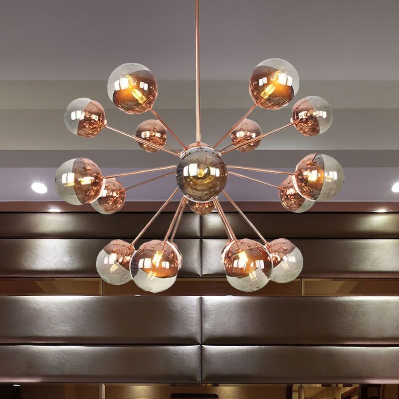 Semi-encastré Globe pour salle à manger, verre blanc/transparent/gris fumée, 9/12/15 lumières, luminaire semi-encastré contemporain en cuivre/chrome/or
