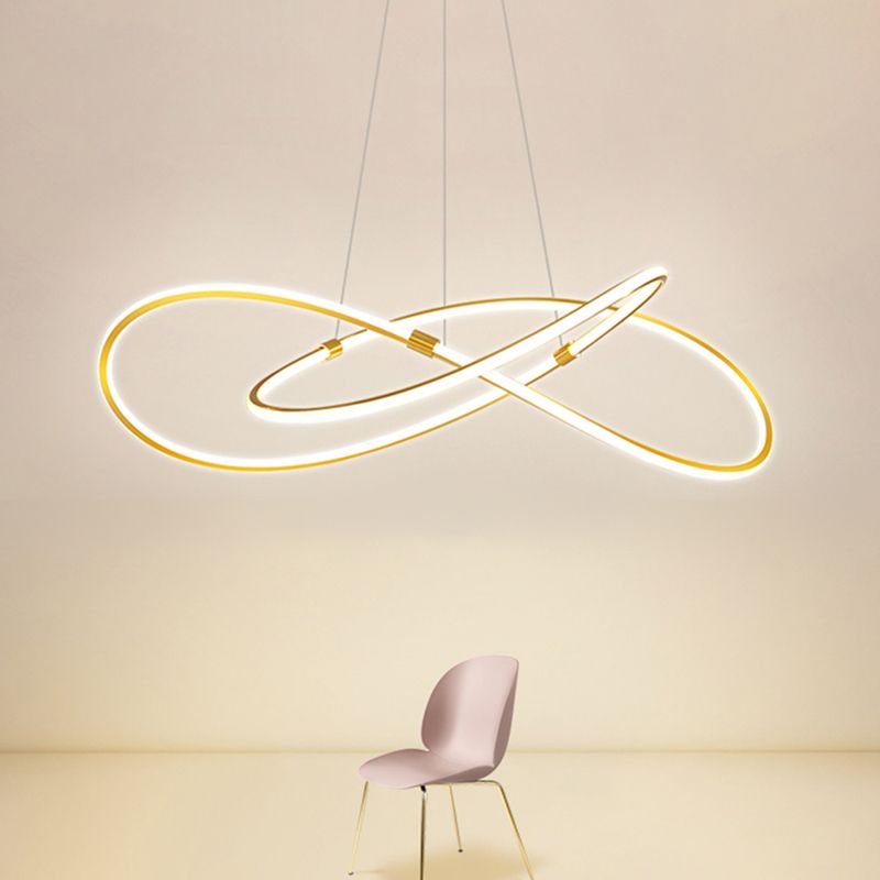 Modern Style Twist Shape Pendant Chandelier Metal 1 Light Chandelier Light in Gold