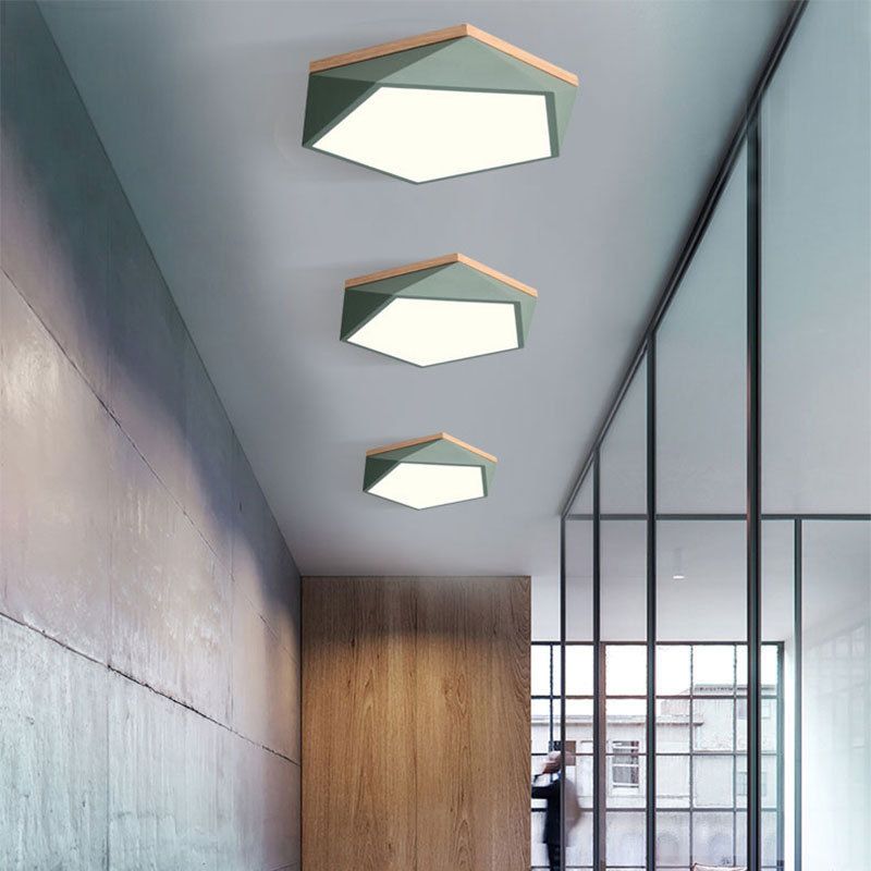 Geometric Macaron LED Ceiling Light in Modern Simplicity Iron Indoor Flush Mount with Acrylic Shade