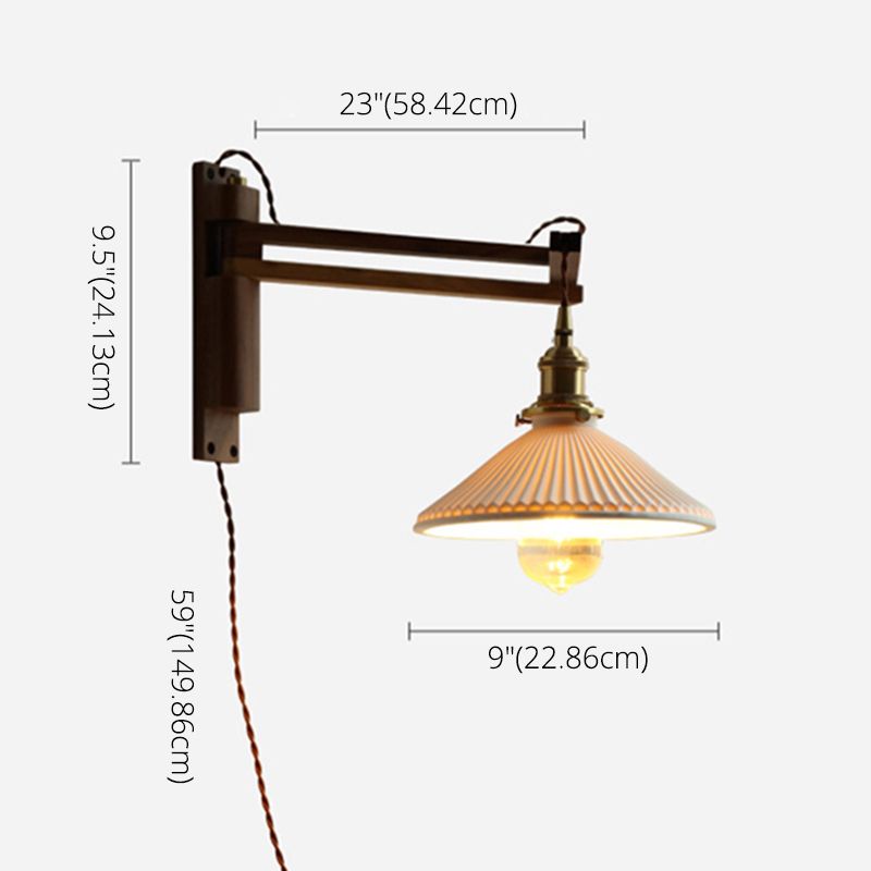 Japanese-Style Retro Style Armed Vanity Light Wood Single Vanity Light