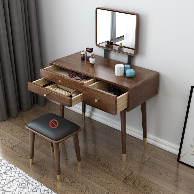3-Drawer Vanity Makeup Table Set Traditional Mirrored Ash Vanity