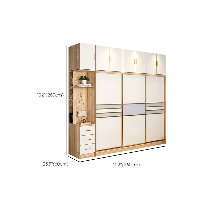 Engineered Wood Wardrobe Armoire with Garment Rod Modern Wardrobe Cabinet