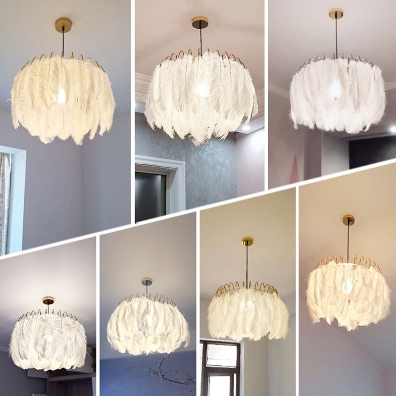Moderner Stil Feder Kronleuchter Anhänger Lichtdecke hängende Licht für Schlafzimmer